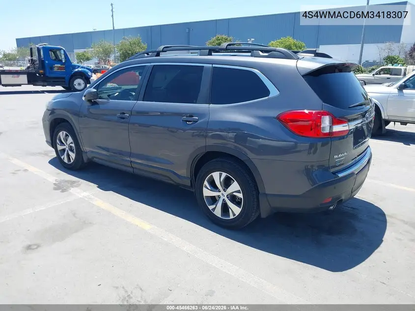 2021 Subaru Ascent Premium VIN: 4S4WMACD6M3418307 Lot: 45466263