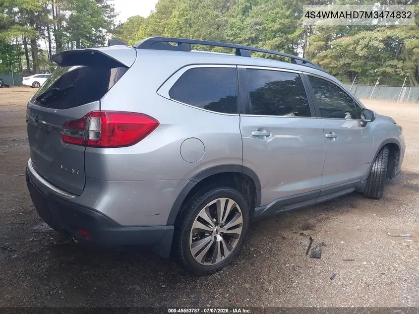2021 Subaru Ascent Premium VIN: 4S4WMAHD7M3474832 Lot: 45553787