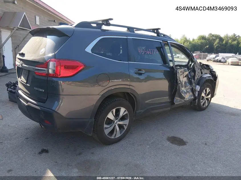 2021 Subaru Ascent Premium VIN: 4S4WMACD4M3469093 Lot: 45561227