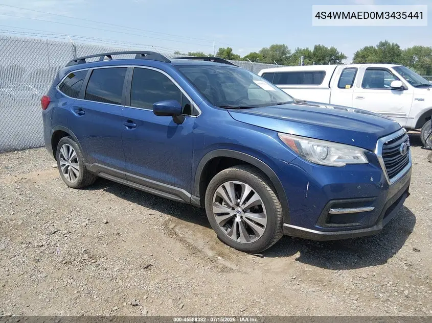 2021 Subaru Ascent Premium VIN: 4S4WMAED0M3435441 Lot: 45589382