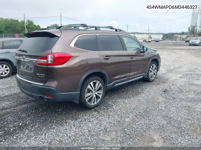 2021 Subaru Ascent Limited VIN: 4S4WMAPD6M3446327 Lot: 45656637