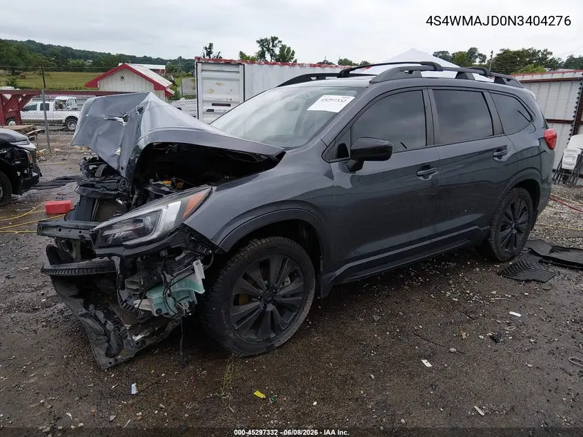 2022 Subaru Ascent Onyx Edition VIN: 4S4WMAJD0N3404276 Lot: 45297332
