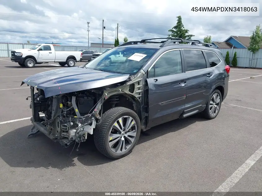 2022 Subaru Ascent Limited VIN: 4S4WMAPDXN3418063 Lot: 45339108