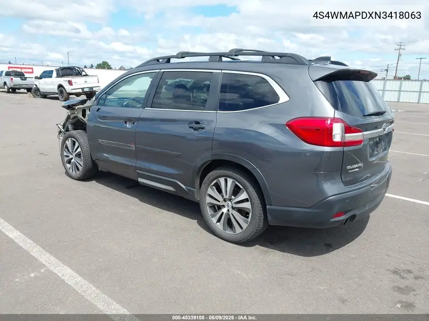 2022 Subaru Ascent Limited VIN: 4S4WMAPDXN3418063 Lot: 45339108