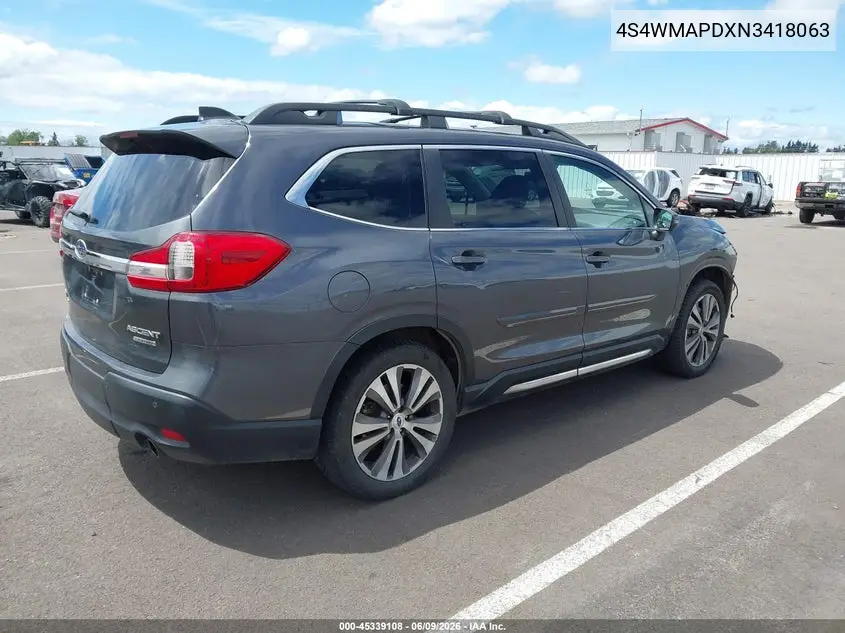 2022 Subaru Ascent Limited VIN: 4S4WMAPDXN3418063 Lot: 45339108
