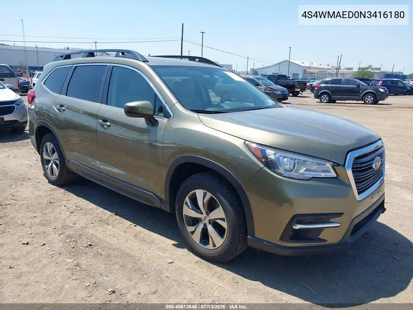 2022 Subaru Ascent Premium VIN: 4S4WMAED0N3416180 Lot: 45613546