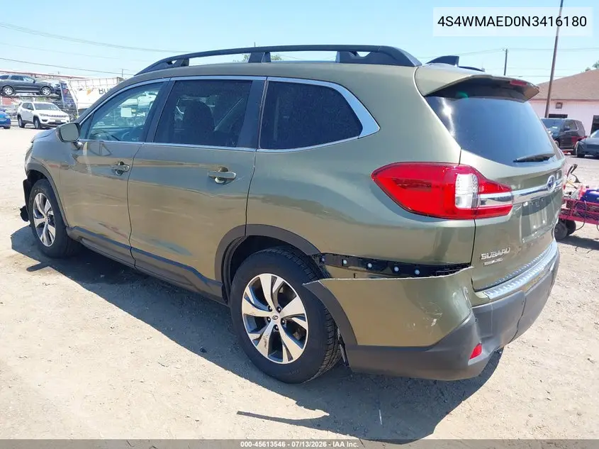 2022 Subaru Ascent Premium VIN: 4S4WMAED0N3416180 Lot: 45613546
