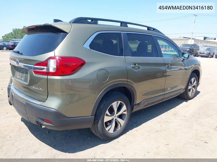 2022 Subaru Ascent Premium VIN: 4S4WMAED0N3416180 Lot: 45613546
