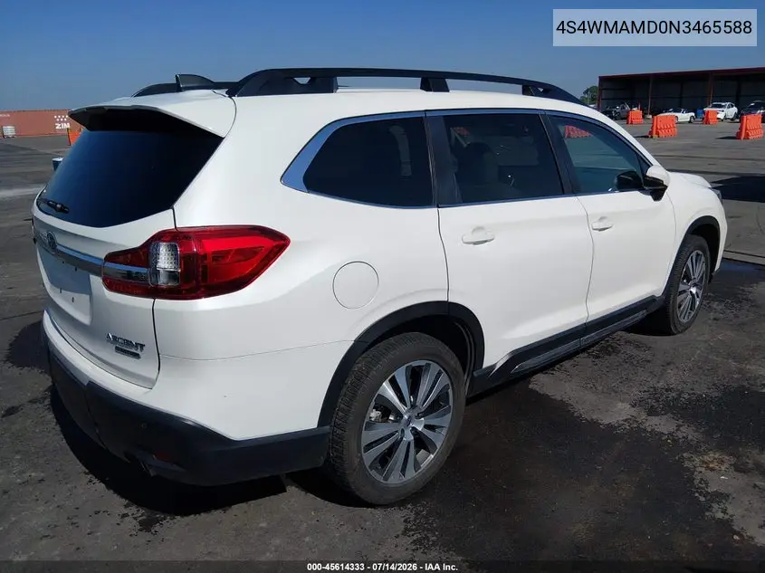 2022 Subaru Ascent Limited VIN: 4S4WMAMD0N3465588 Lot: 45614333