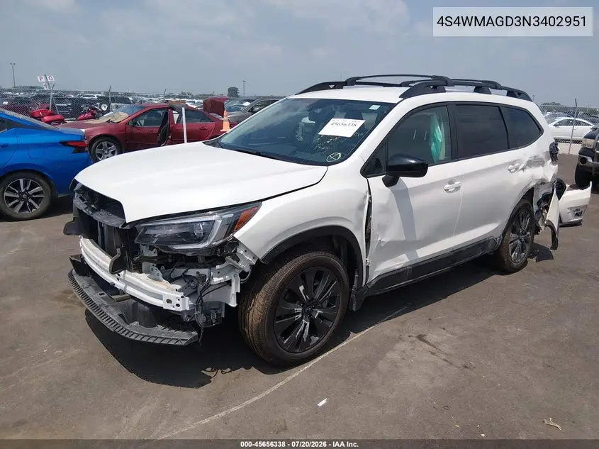 2022 Subaru Ascent Onyx Edition VIN: 4S4WMAGD3N3402951 Lot: 45656338