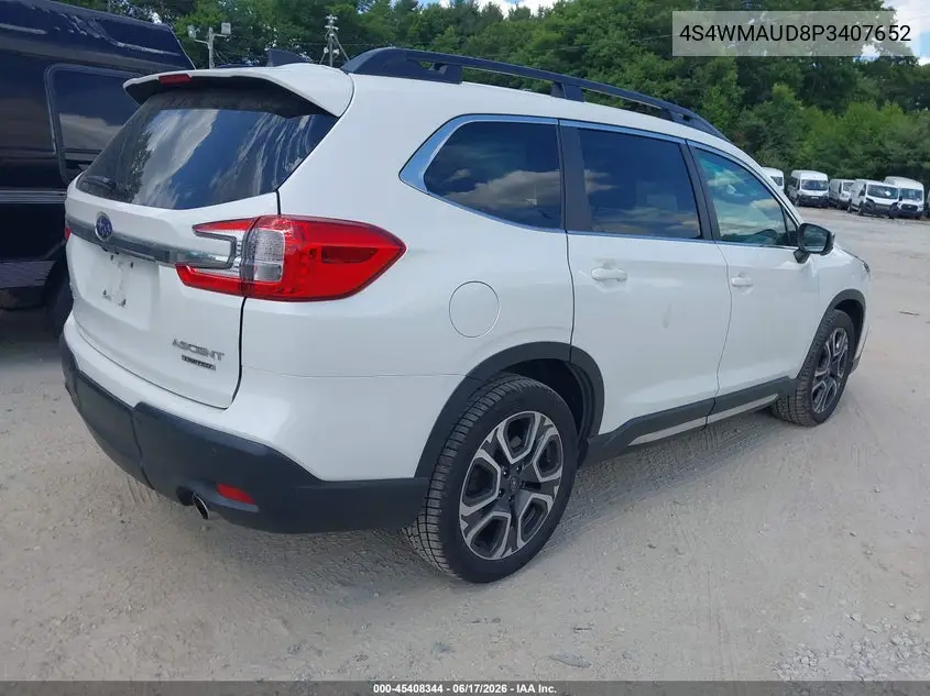 2023 Subaru Ascent Limited 7-Passenger VIN: 4S4WMAUD8P3407652 Lot: 45408344