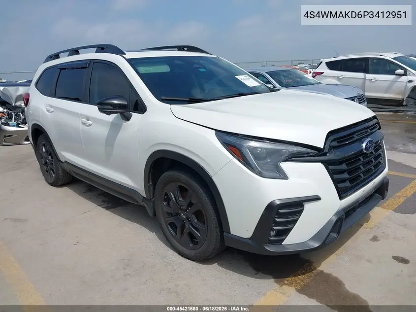 2023 Subaru Ascent Onyx Edition Limited 7-Passenger VIN: 4S4WMAKD6P3412951 Lot: 45421680