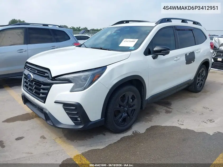 2023 Subaru Ascent Onyx Edition Limited 7-Passenger VIN: 4S4WMAKD6P3412951 Lot: 45421680