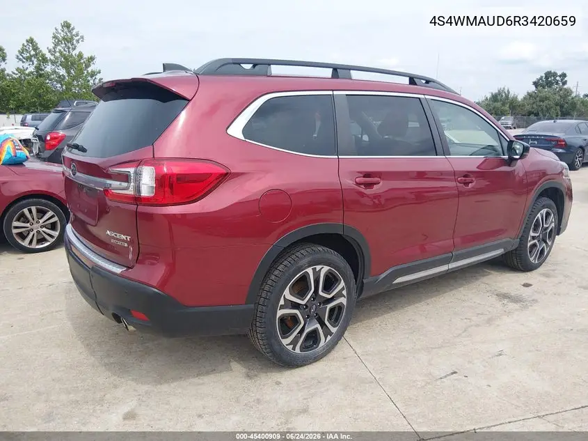 2024 Subaru Ascent Limited 7-Passenger VIN: 4S4WMAUD6R3420659 Lot: 45400909