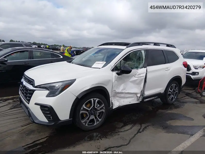 2024 Subaru Ascent Limited 7-Passenger VIN: 4S4WMAUD7R3420279 Lot: 45481419