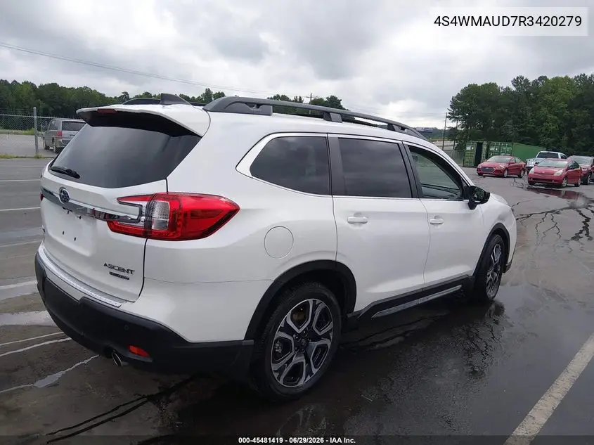 2024 Subaru Ascent Limited 7-Passenger VIN: 4S4WMAUD7R3420279 Lot: 45481419