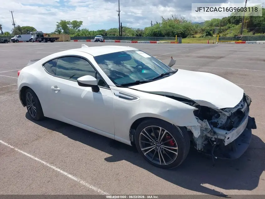 2016 Subaru Brz Limited VIN: JF1ZCAC16G9603118 Lot: 45461800