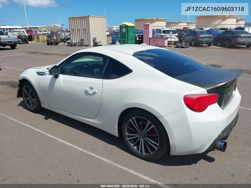 2016 Subaru Brz Limited VIN: JF1ZCAC16G9603118 Lot: 45461800