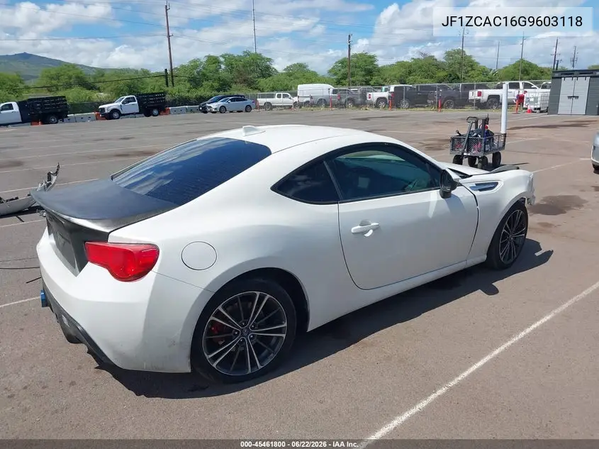 2016 Subaru Brz Limited VIN: JF1ZCAC16G9603118 Lot: 45461800