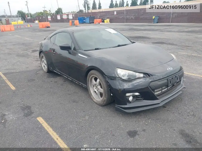 2016 Subaru Brz Limited VIN: JF1ZCAC16G9600915 Lot: 45614807
