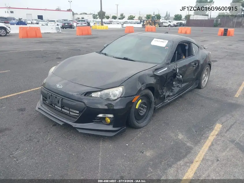 2016 Subaru Brz Limited VIN: JF1ZCAC16G9600915 Lot: 45614807