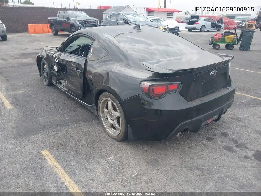 2016 Subaru Brz Limited VIN: JF1ZCAC16G9600915 Lot: 45614807