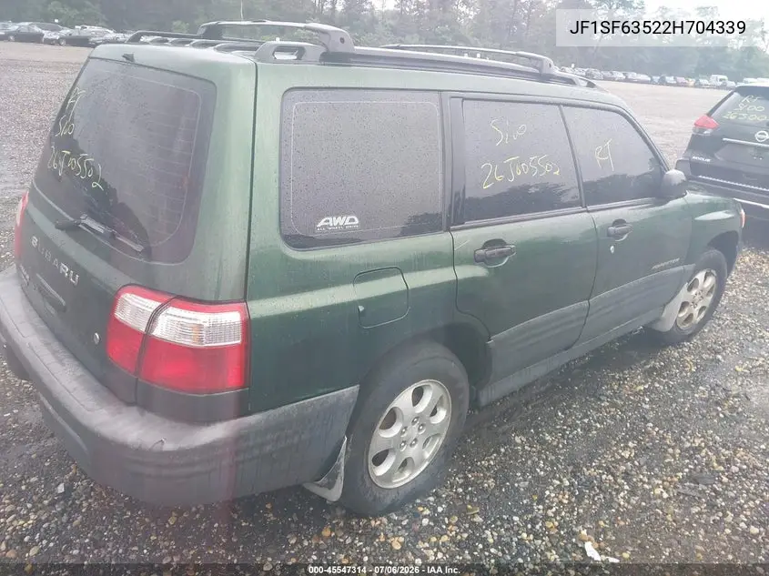 2002 Subaru Forester L VIN: JF1SF63522H704339 Lot: 45547314