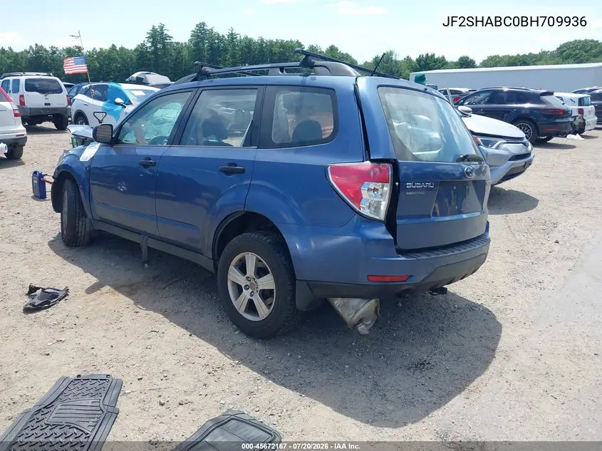 2011 Subaru Forester 2.5X VIN: JF2SHABC0BH709936 Lot: 45672167