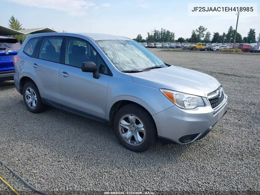 2014 Subaru Forester 2.5I VIN: JF2SJAAC1EH418985 Lot: 45655346