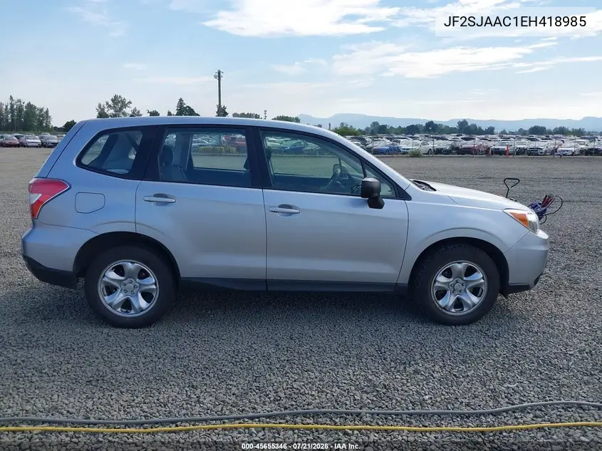 2014 Subaru Forester 2.5I VIN: JF2SJAAC1EH418985 Lot: 45655346