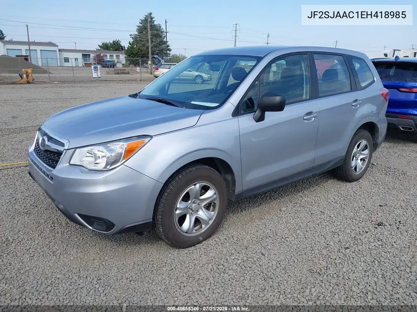 2014 Subaru Forester 2.5I VIN: JF2SJAAC1EH418985 Lot: 45655346