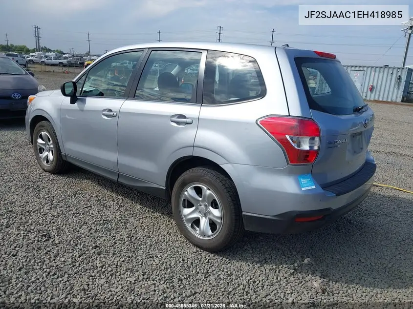 2014 Subaru Forester 2.5I VIN: JF2SJAAC1EH418985 Lot: 45655346