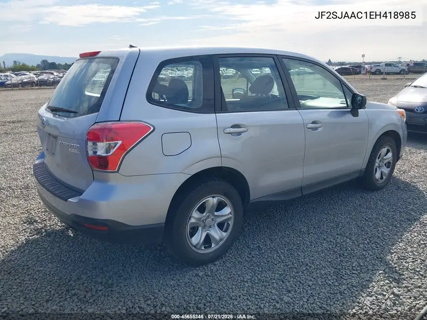 2014 Subaru Forester 2.5I VIN: JF2SJAAC1EH418985 Lot: 45655346
