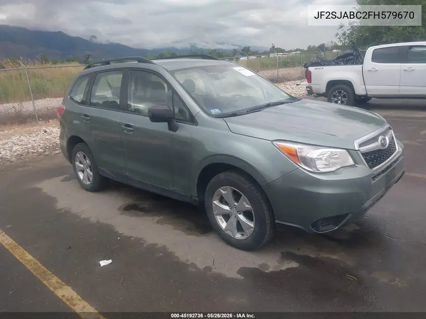 2015 Subaru Forester 2.5I VIN: JF2SJABC2FH579670 Lot: 45192736