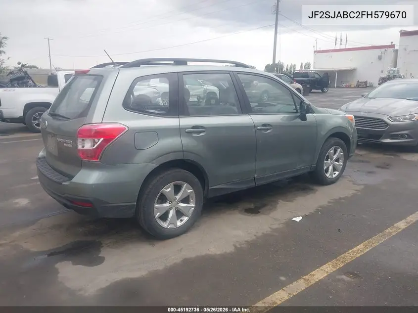 2015 Subaru Forester 2.5I VIN: JF2SJABC2FH579670 Lot: 45192736