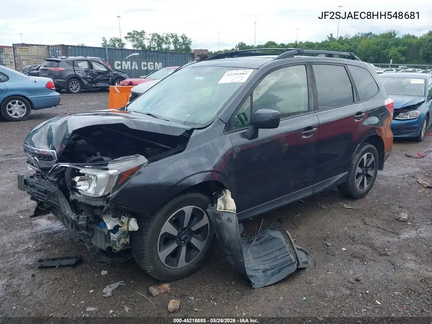 2017 Subaru Forester 2.5I Premium VIN: JF2SJAEC8HH548681 Lot: 45216885