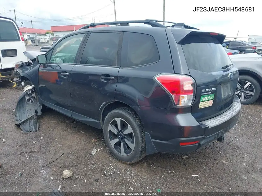 2017 Subaru Forester 2.5I Premium VIN: JF2SJAEC8HH548681 Lot: 45216885