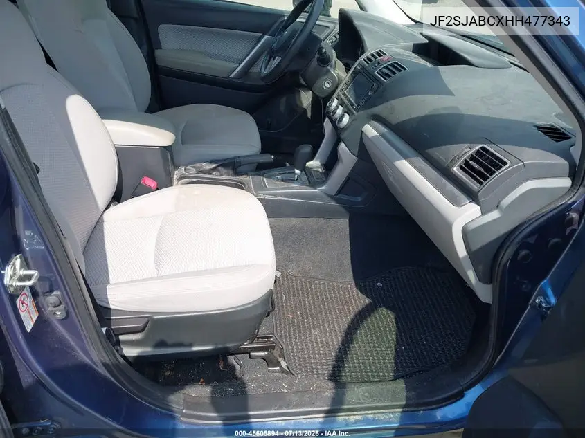 2017 Subaru Forester 2.5I VIN: JF2SJABCXHH477343 Lot: 45605894