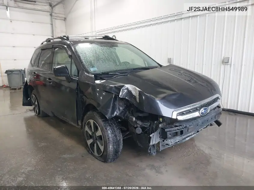2017 Subaru Forester 2.5I Premium VIN: JF2SJAEC8HH549989 Lot: 45641358