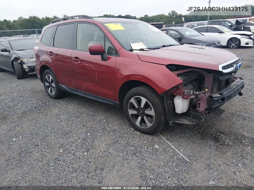 2017 Subaru Forester 2.5I Premium VIN: JF2SJAGC3HH433175 Lot: 45670896
