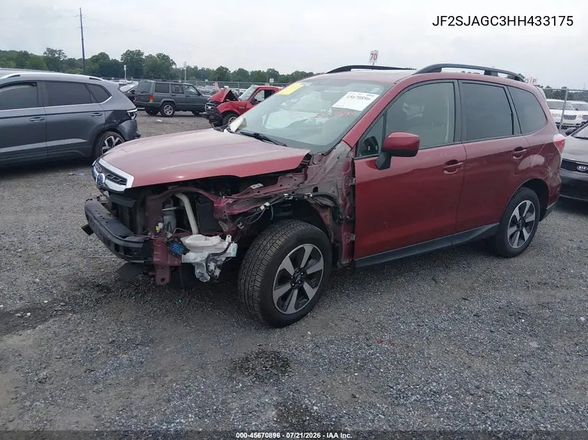 2017 Subaru Forester 2.5I Premium VIN: JF2SJAGC3HH433175 Lot: 45670896