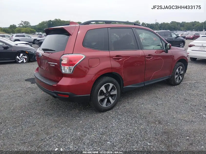 2017 Subaru Forester 2.5I Premium VIN: JF2SJAGC3HH433175 Lot: 45670896
