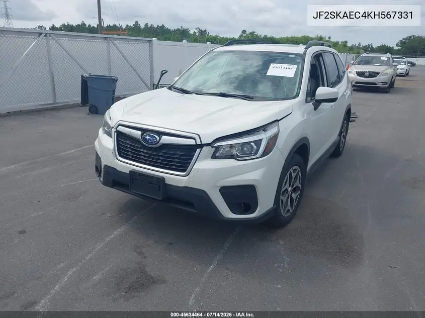 2019 Subaru Forester Premium VIN: JF2SKAEC4KH567331 Lot: 45634464