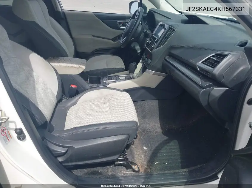 2019 Subaru Forester Premium VIN: JF2SKAEC4KH567331 Lot: 45634464