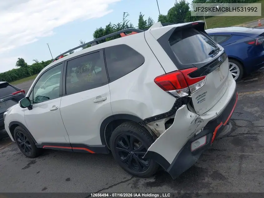 2020 Subaru Forester Sport VIN: JF2SKEMC8LH531992 Lot: 12656494x