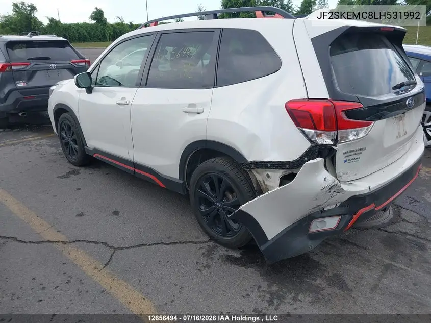 2020 Subaru Forester Sport VIN: JF2SKEMC8LH531992 Lot: 12656494x