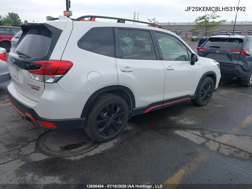 2020 Subaru Forester Sport VIN: JF2SKEMC8LH531992 Lot: 12656494x