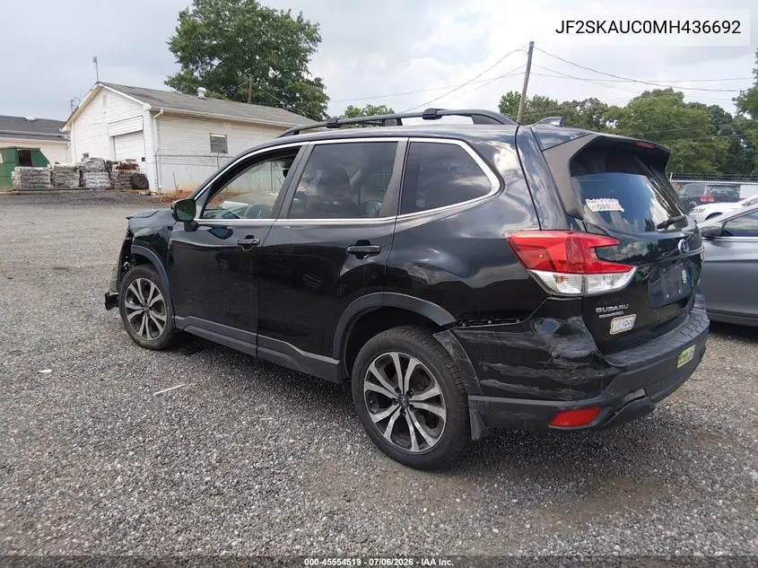2021 Subaru Forester Limited VIN: JF2SKAUC0MH436692 Lot: 45554519
