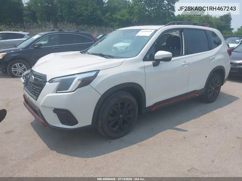 2024 Subaru Forester Sport VIN: JF2SKAGC1RH467243 Lot: 45595459