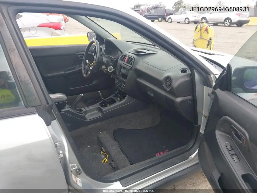 2004 Subaru Impreza Wrx VIN: JF1GD29694G508931 Lot: 45678524